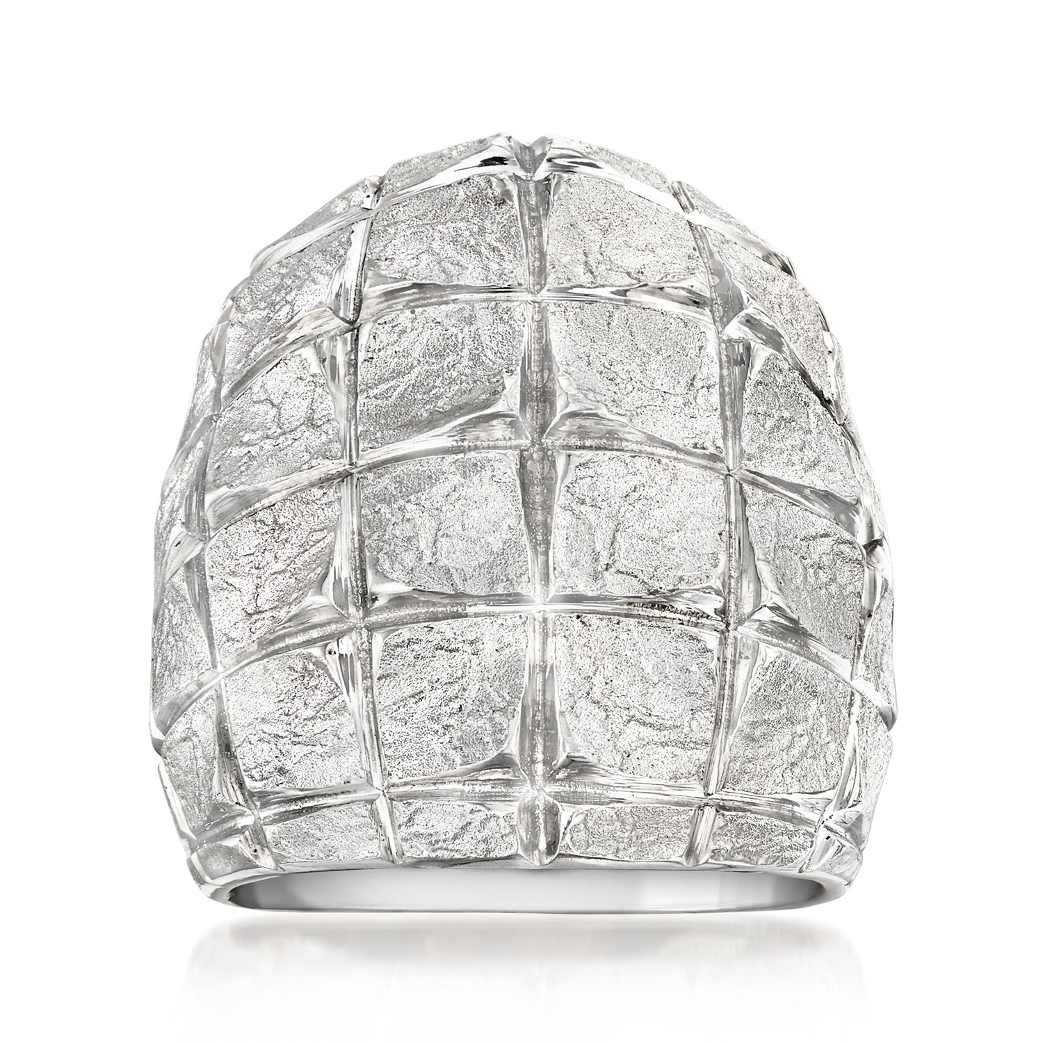 Italian Sterling Silver Square-Pattern Ring