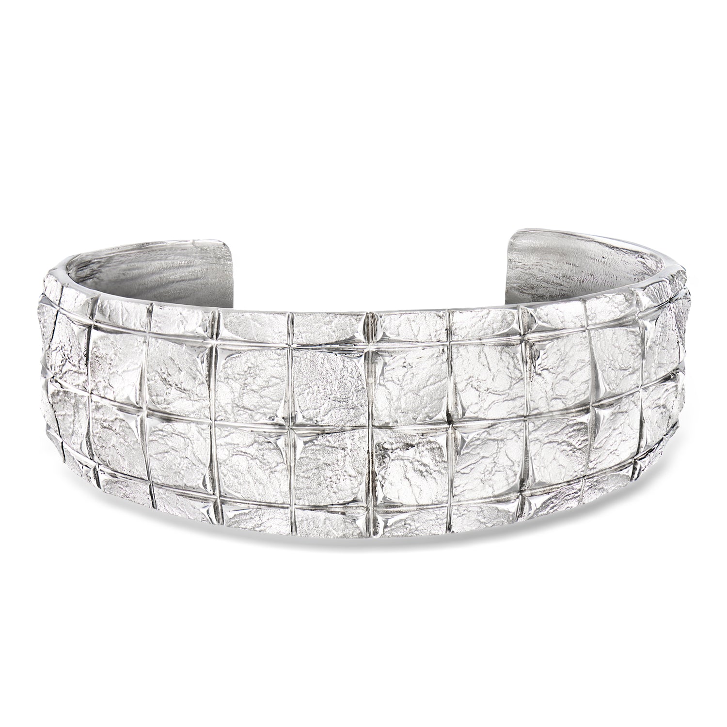 Italian Sterling Silver Square-Pattern Cuff Bracelet