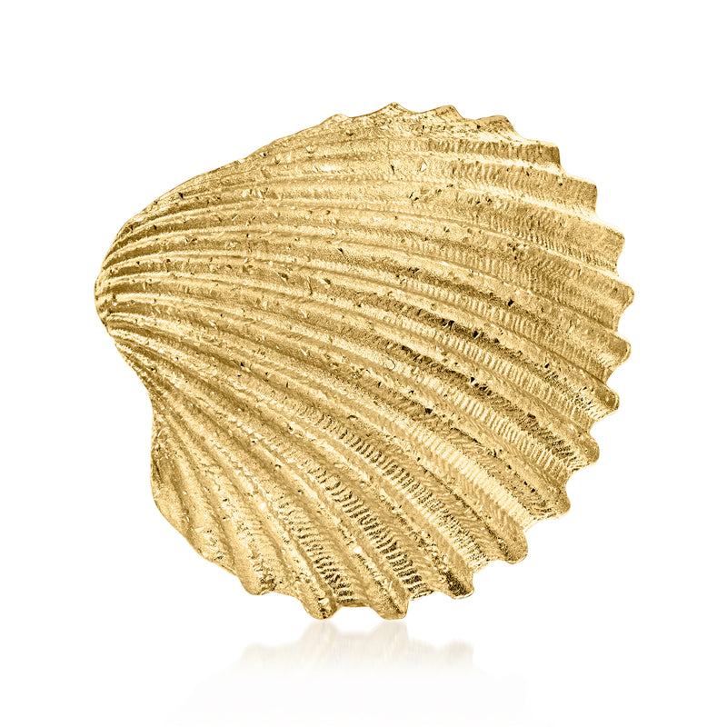 Italian 18kt gold over sterling seashell ring, ridged textured shell design