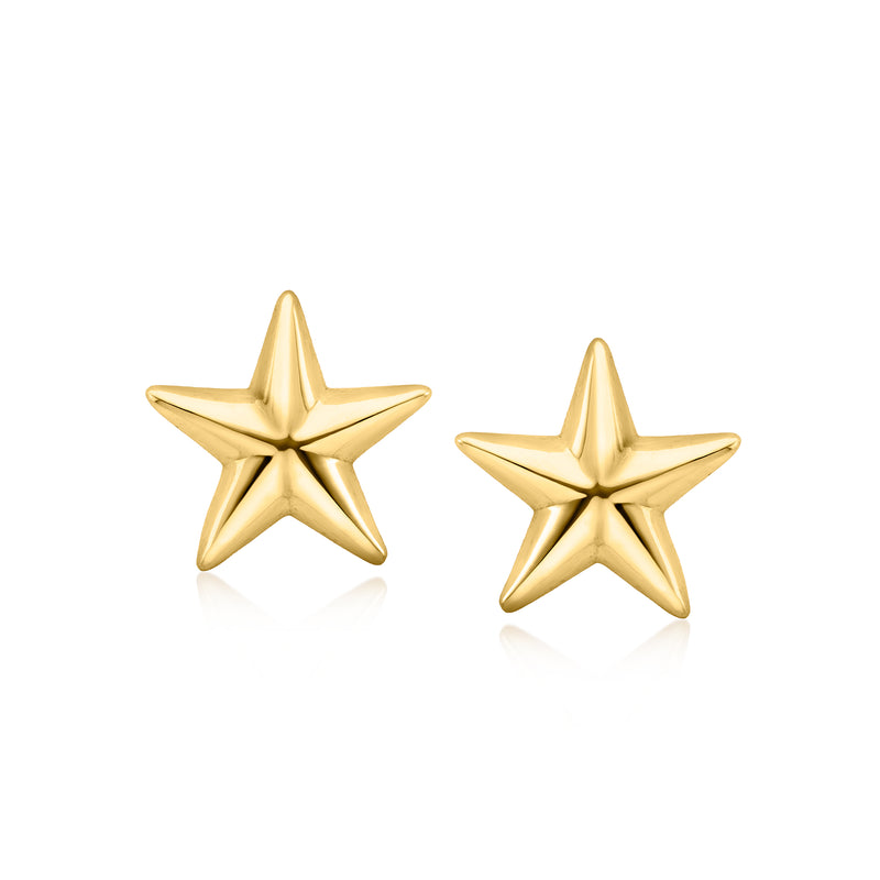 Gold-tone star stud earrings with sharp starburst shape, post backs