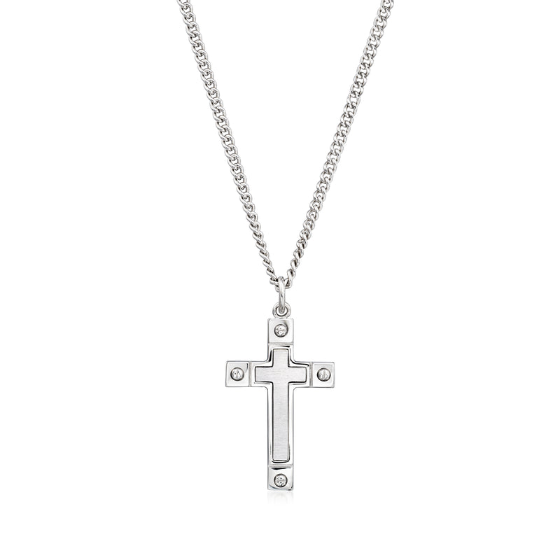 Sterling silver cross pendant on chain necklace