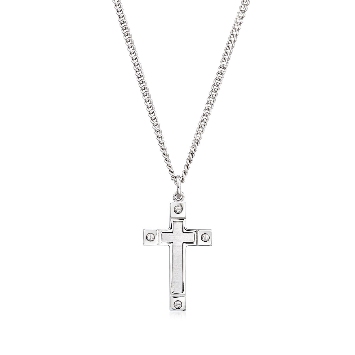 Men's Sterling Silver Cross Pendant Necklace