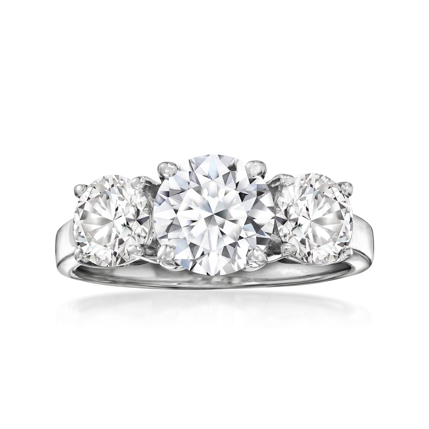 Ross-simons 3.00 Ct. T.w. Lab Grown Diamond Three-stone Ring In Platinum In Silver