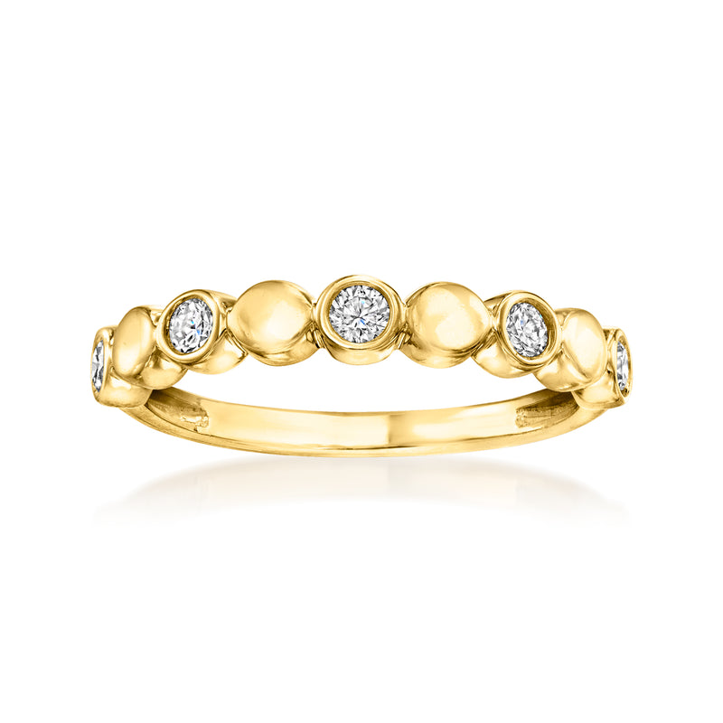 Gold vermeil diamond disc ring with five round stones in bezel settings