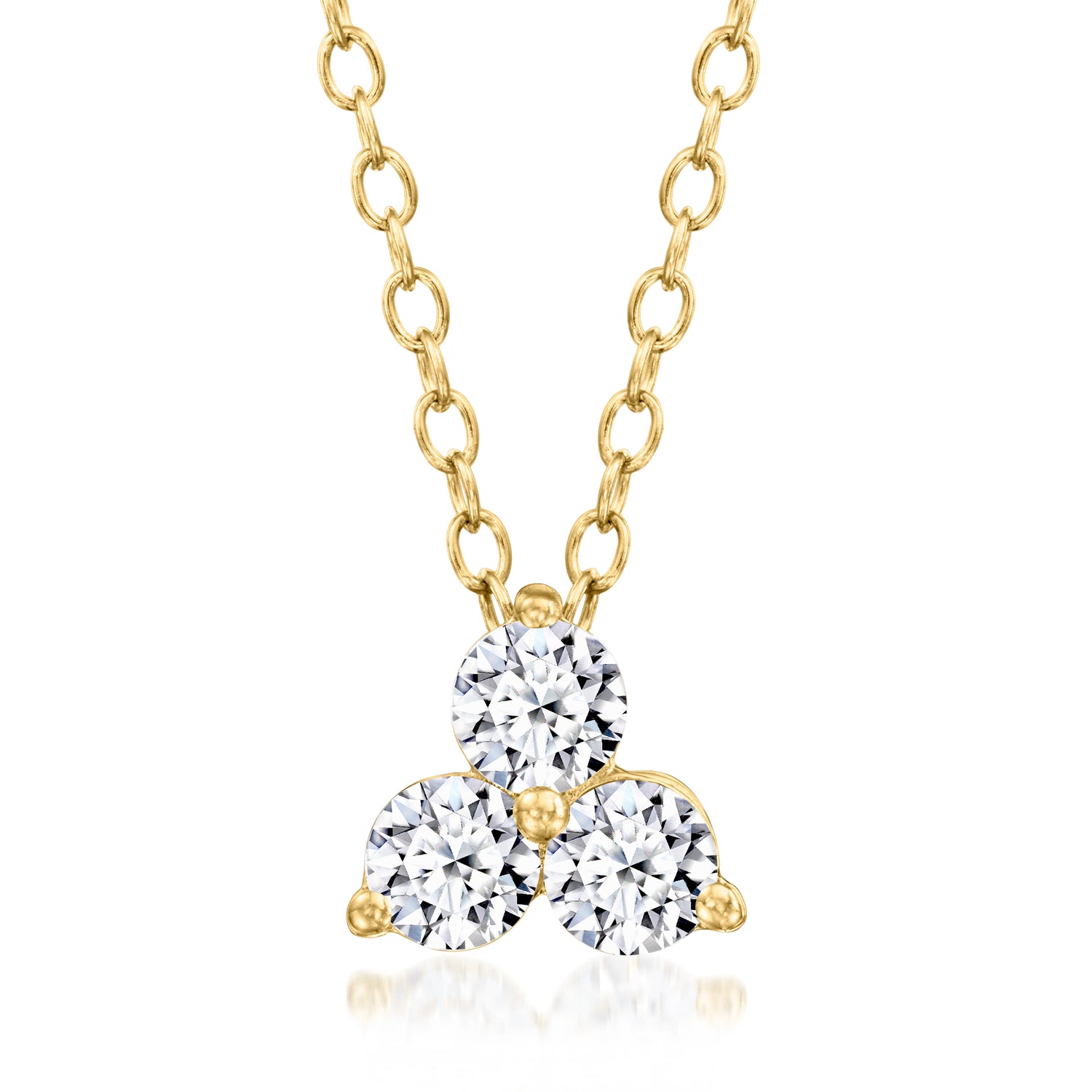 .50 ct. t.w. Lab Grown Diamond Three-Stone Pendant Necklace in 18kt Gold Over Sterling
