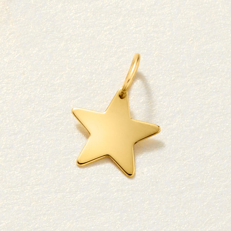 Yellow gold star charm pendant with small loop top
