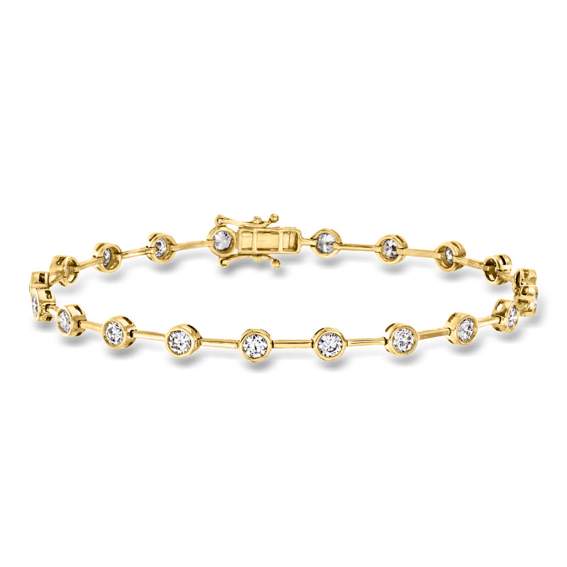 14kt yellow gold station bracelet with bezel-set round lab-grown diamonds