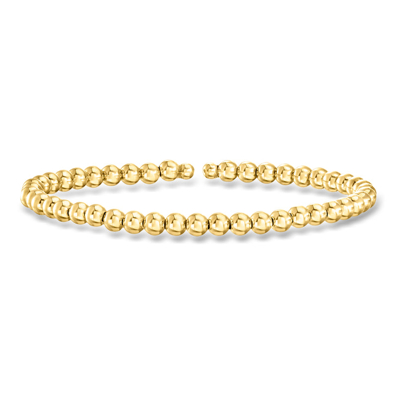 14kt yellow gold bead cuff bracelet with small round beads