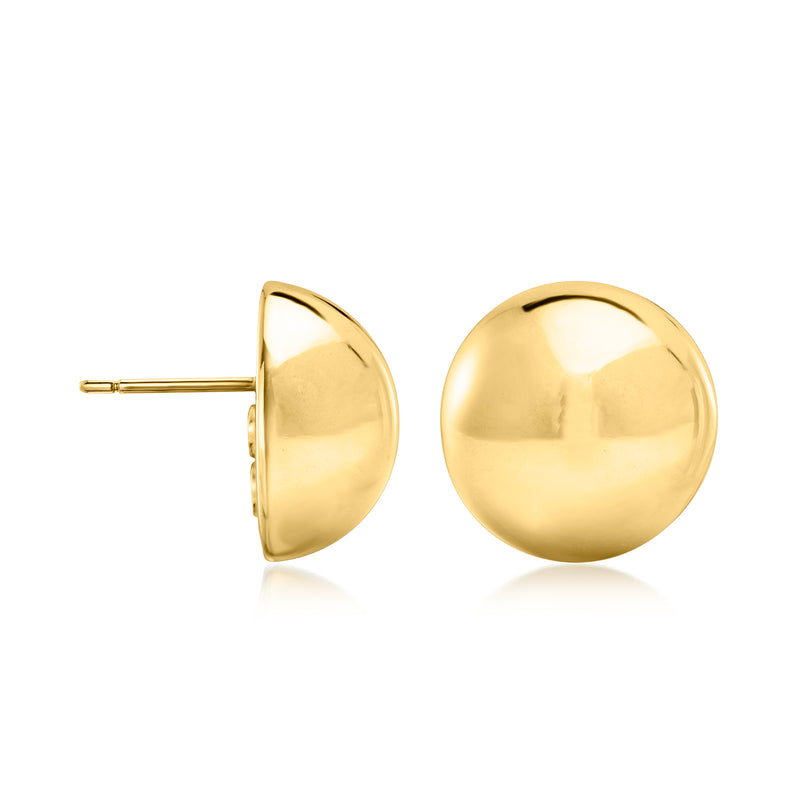14kt yellow gold dome stud earrings with post backs