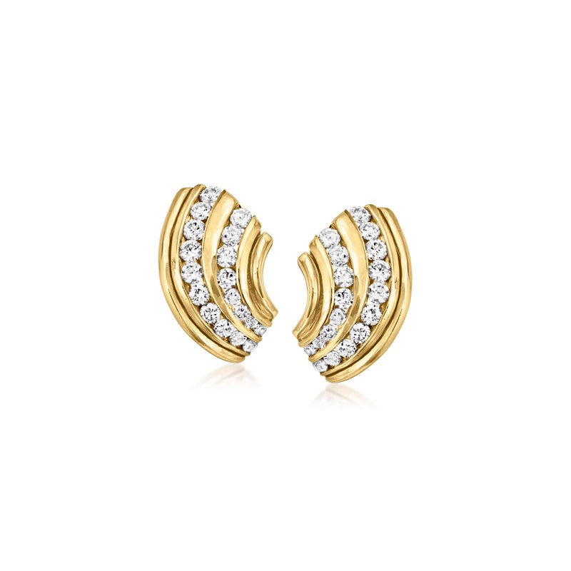 Vintage 14kt yellow gold diamond curve earrings