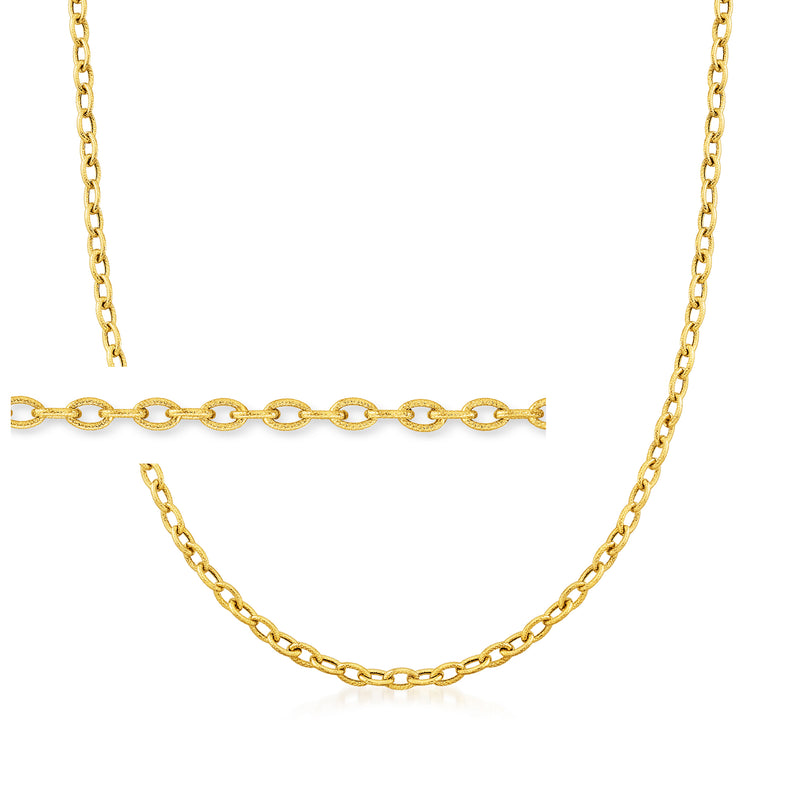14kt yellow gold textured cable-chain necklace with interlocking links