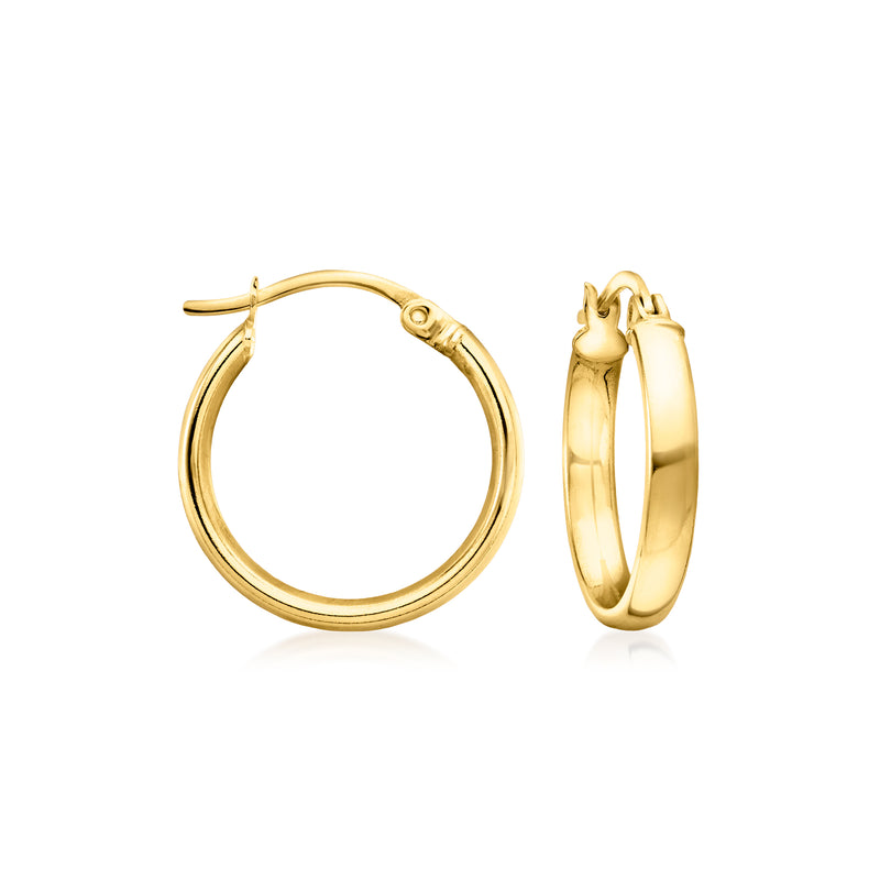 18kt gold over sterling hoop earrings, round hinged hoops