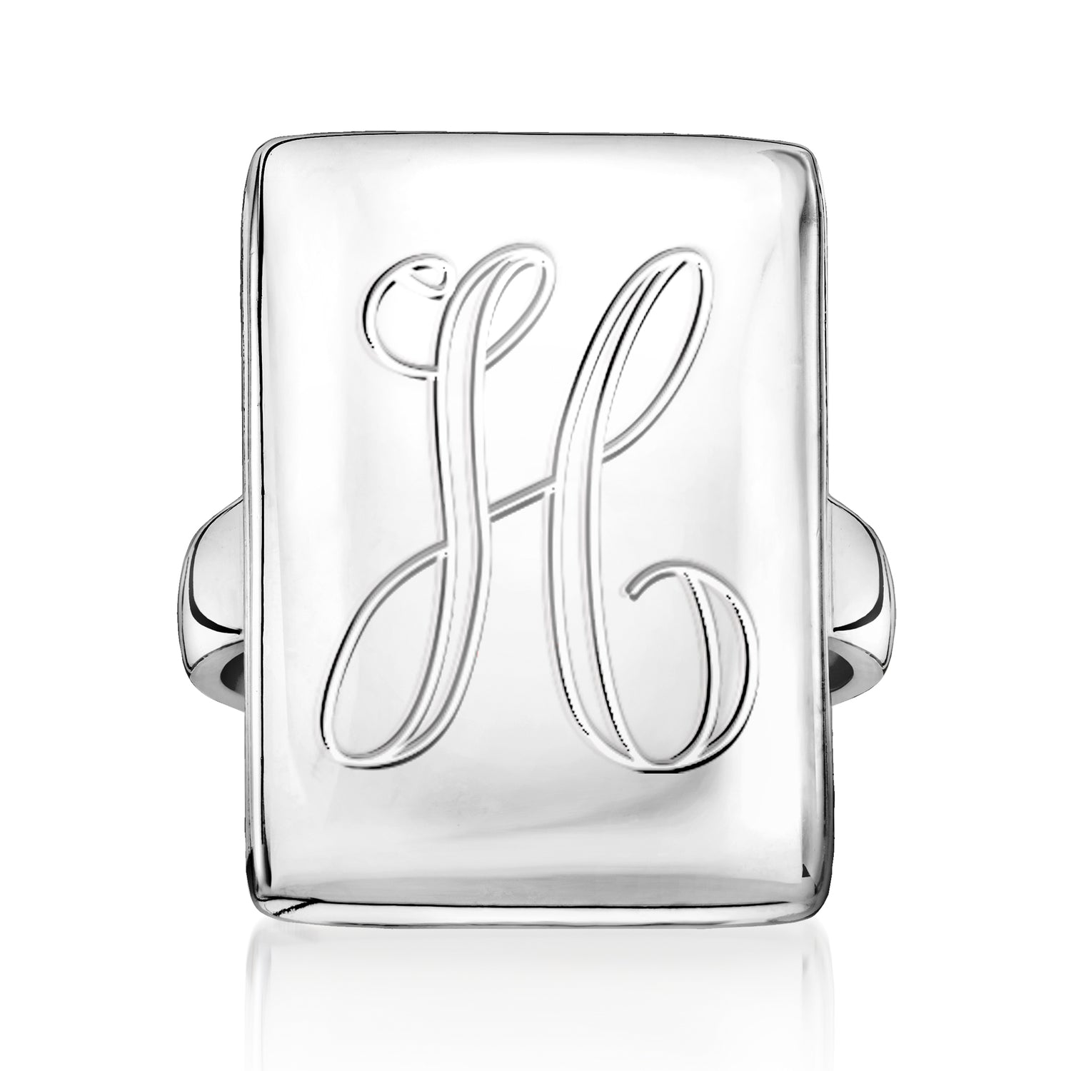 Italian Sterling Silver Personalized Rectangular Ring