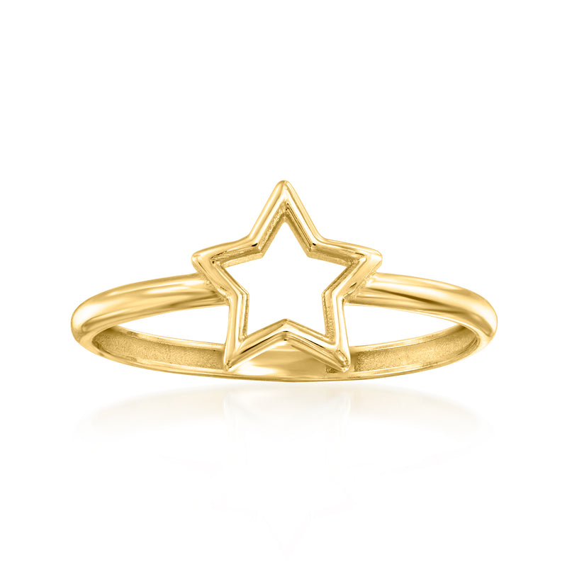 Italian 10kt yellow gold star ring with raised five-point star centerpiece