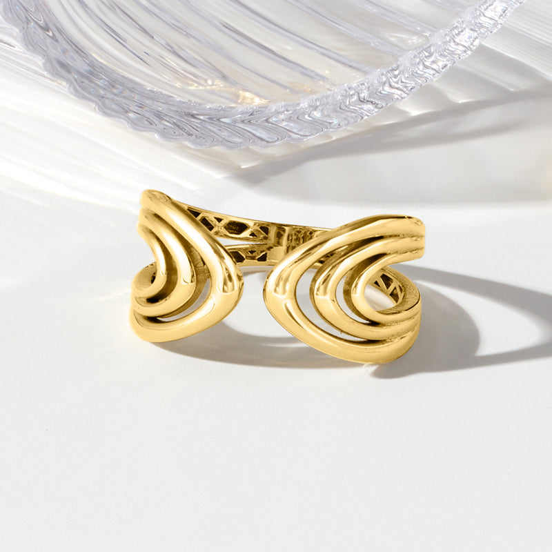 10kt yellow gold open-space cuff ring with swirling cutout design