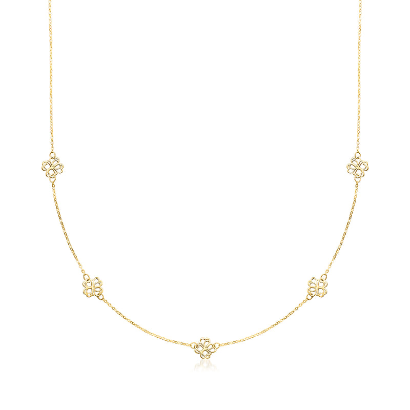 10kt yellow gold necklace with small flower station links