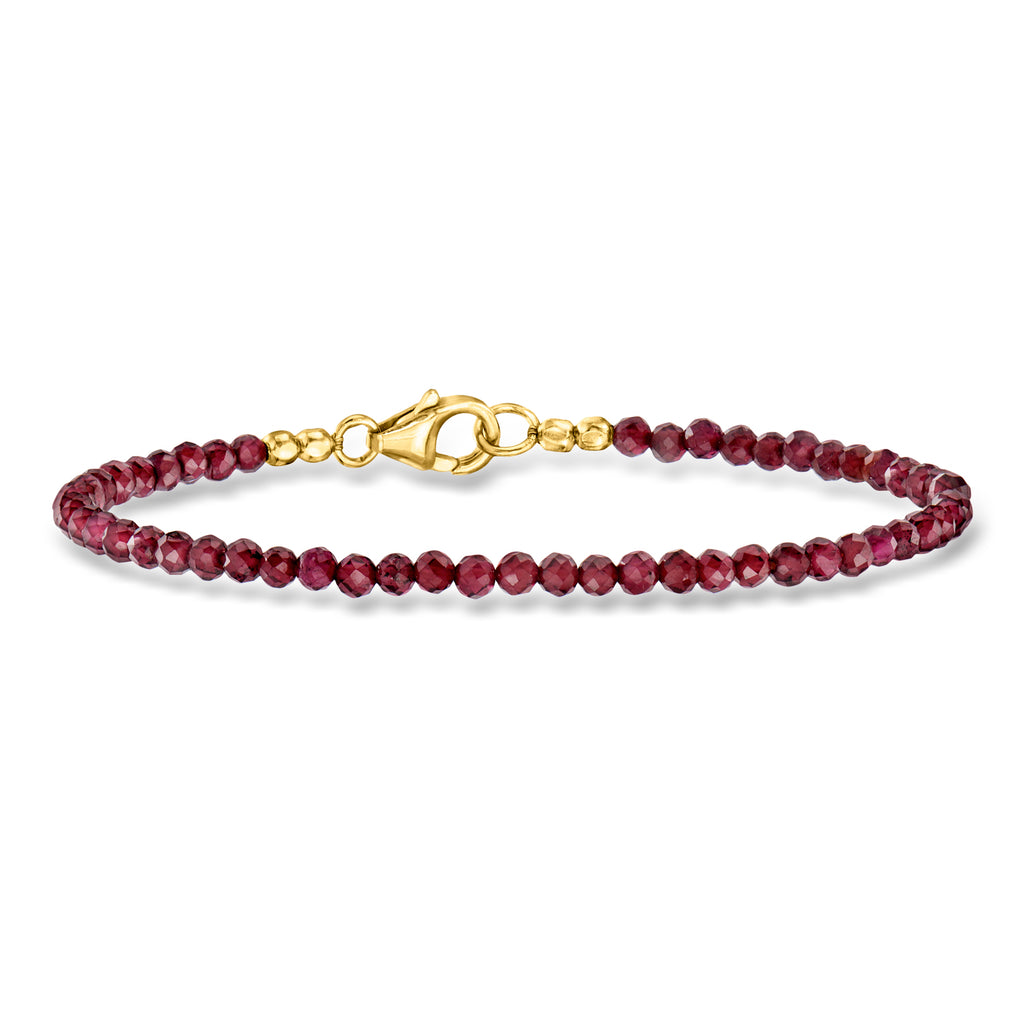 14.00 ct. t.w. Garnet Bead Bracelet 18kt Over Sterling