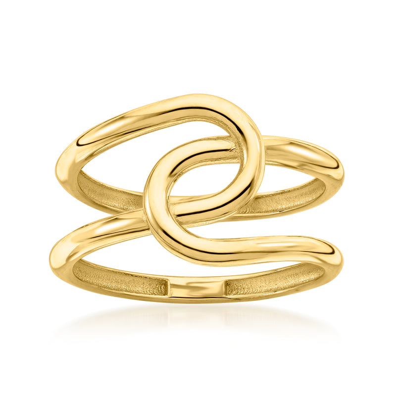 14kt yellow gold infinity knot ring with polished openwork loops