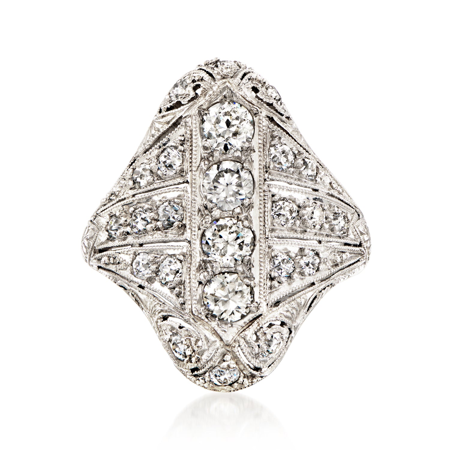C. 1980 Vintage 1.35 ct. t.w. Diamond Ring in Platinum