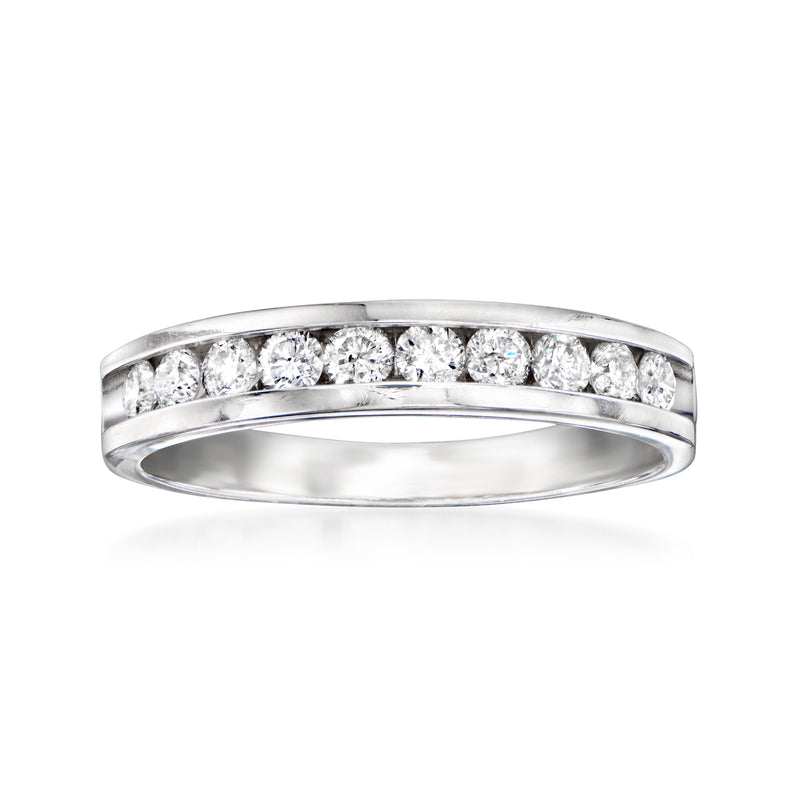 14kt white gold diamond eternity band ring with round pave diamonds