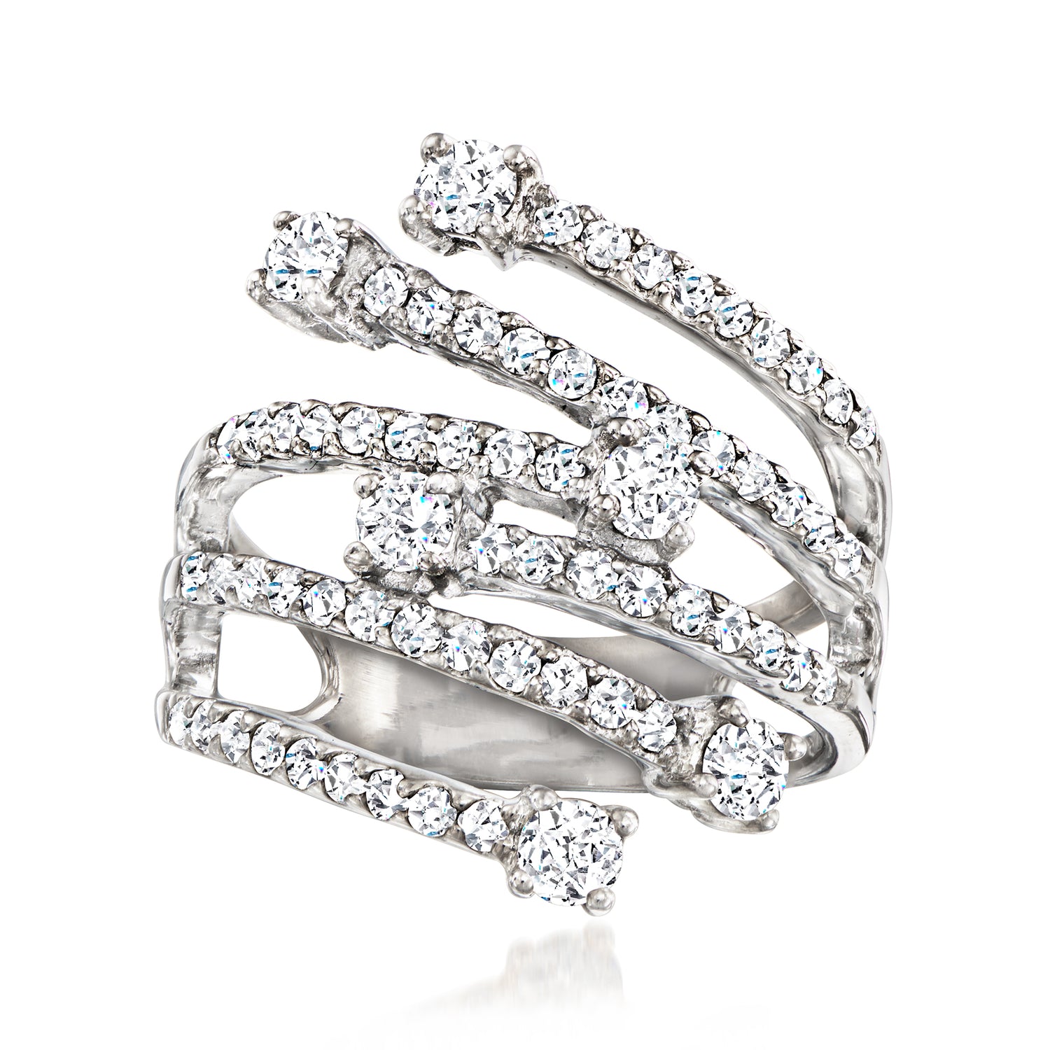 C. 2000 Vintage 1.60 ct. t.w. Diamond Highway Ring in 18kt White Gold