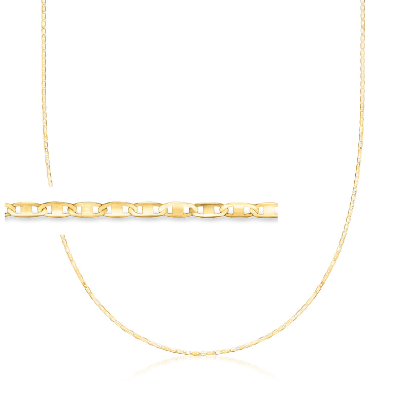 Mariner-link yellow gold necklace chain with flat link pattern