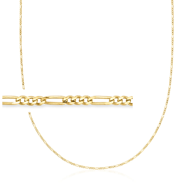 14kt yellow gold Figaro-link necklace with flat chain links
