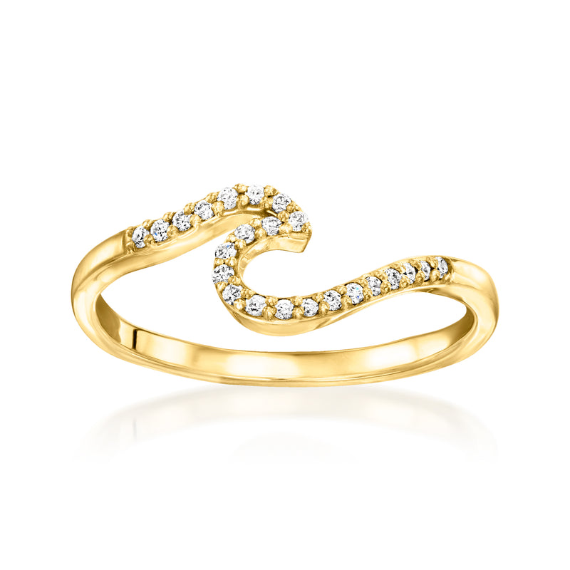 Wave ring with lab-grown diamonds in gold over sterling