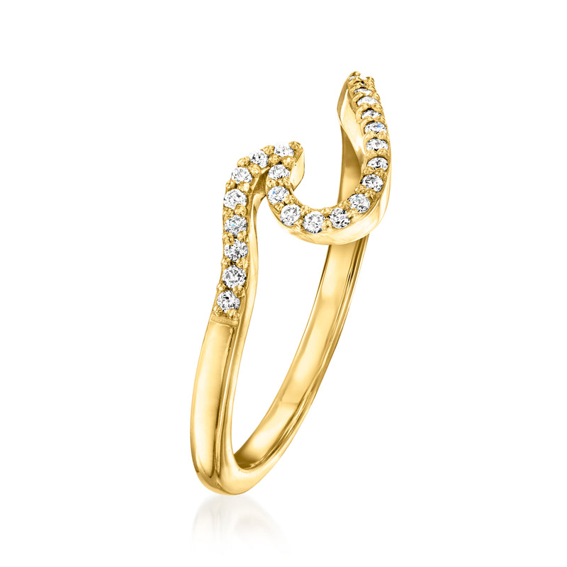 Lab-grown diamond wave ring in 18kt gold over sterling