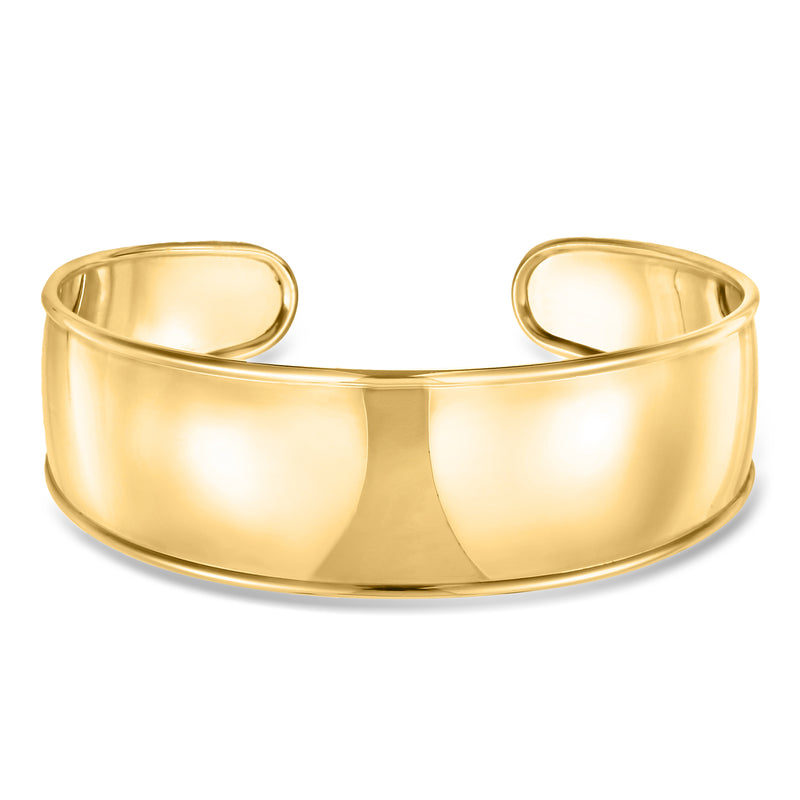 14kt yellow gold cuff bracelet, smooth polished wide band