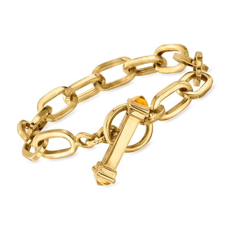 Vintage yellow gold cable-link bracelet with toggle clasp
