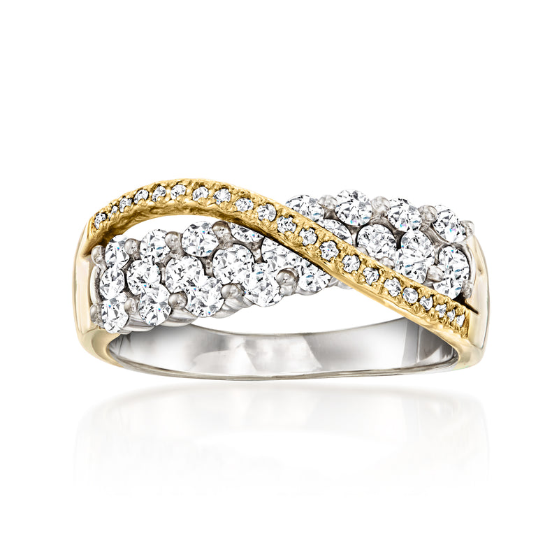 Vintage diamond crisscross ring in two-tone 14kt gold