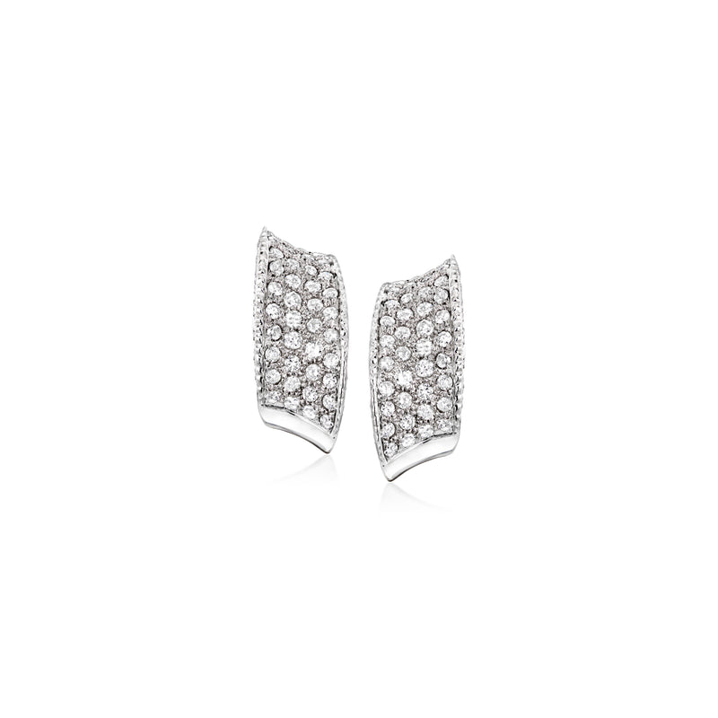 Diamond curved earrings in 18kt white gold, pair