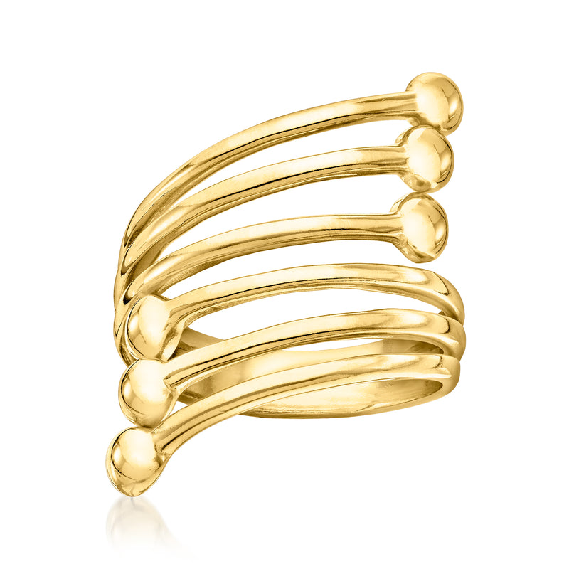 18kt gold over sterling spiral multi-row ring with smooth curved rows