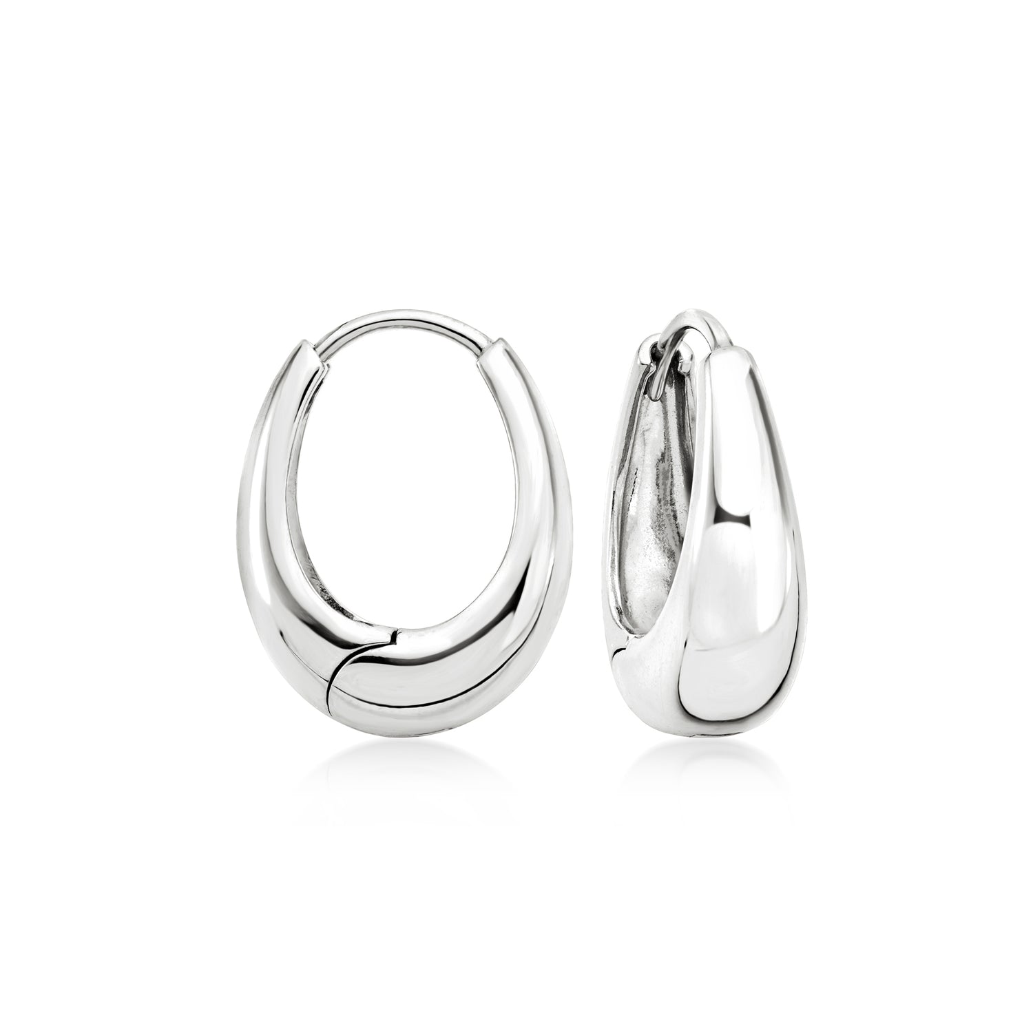 Sterling Silver Oval Hoop Earrings