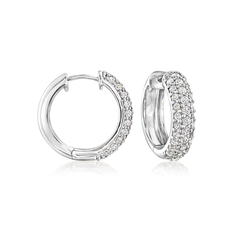 Sterling silver CZ hoop earrings with pavé stones