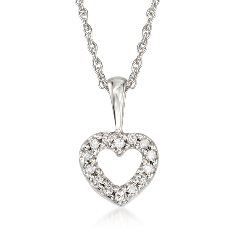 Heart pendant necklace in 14kt white gold with diamond accent surround