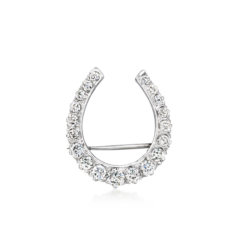 Diamond horseshoe pin in 14kt white gold