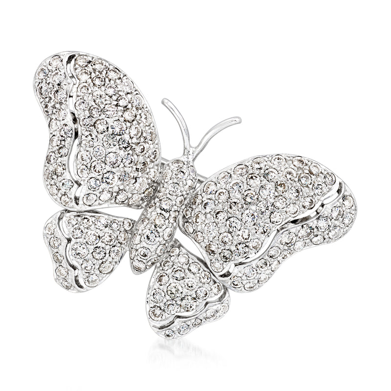 Vintage diamond butterfly pin in 18kt white gold