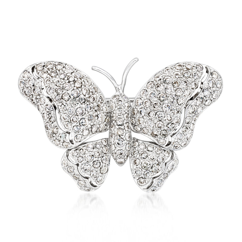 Vintage diamond butterfly pin in 18kt white gold