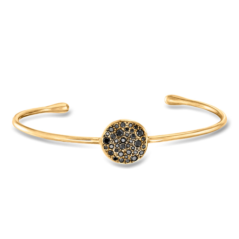 C. 1990 Vintage Pomellato .55 ct. t.w. Black Diamond Cuff Bracelet in 18kt Yellow Gold. 7"