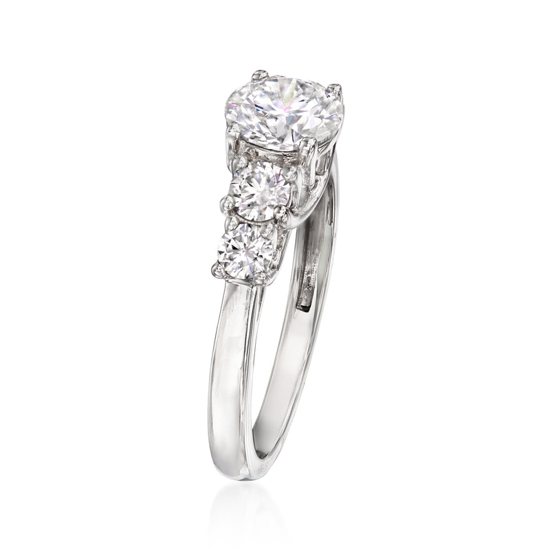 Five-stone lab-grown diamond ring side view with prong-set stones in white gold