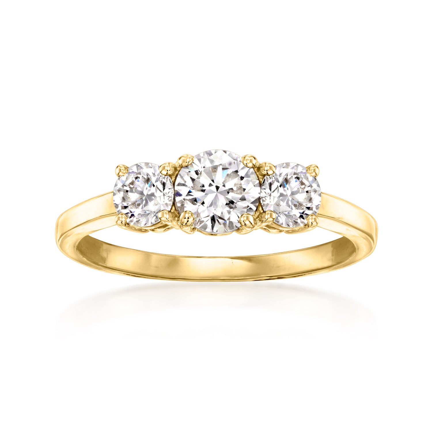 Ross-simons 1.00 Ct. T.w. Lab Grown Diamond Three-stone Ring In 14kt Yellow Gold