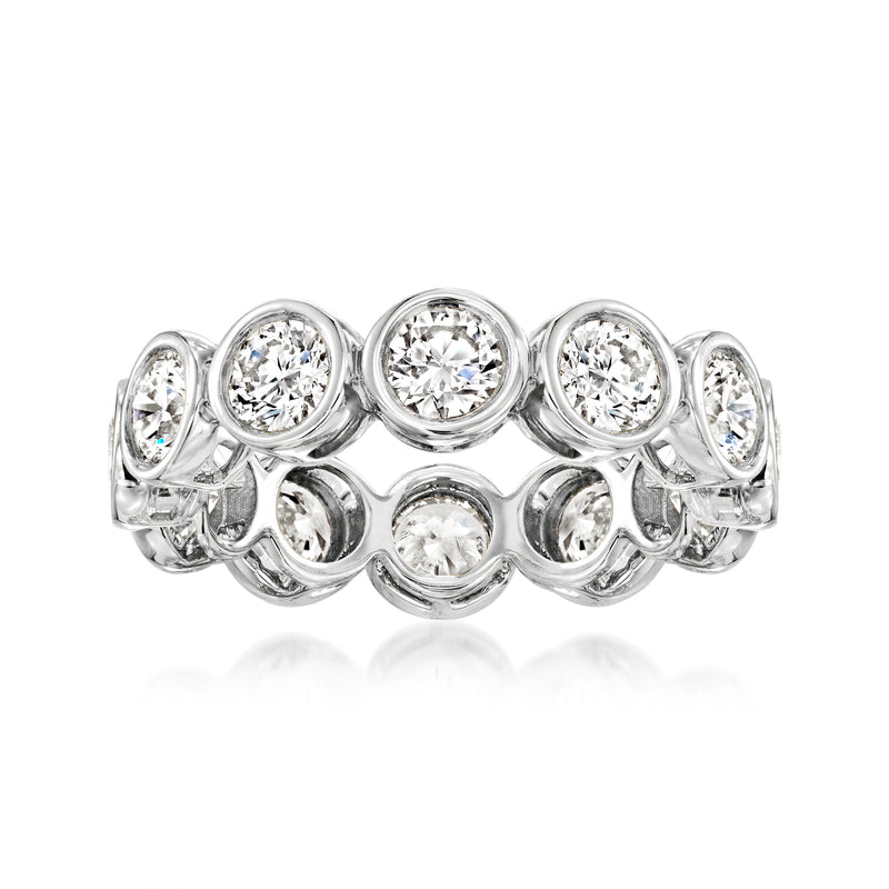 Bezel-set lab-grown diamond eternity band in 14kt white gold, round stones