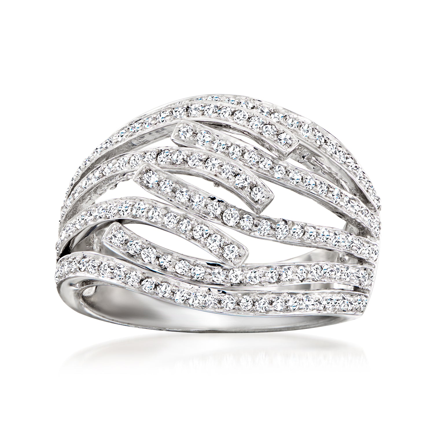 C. 1980 Vintage 1.25 ct. t.w. Diamond Multi-Row Ring in 14kt White Gold