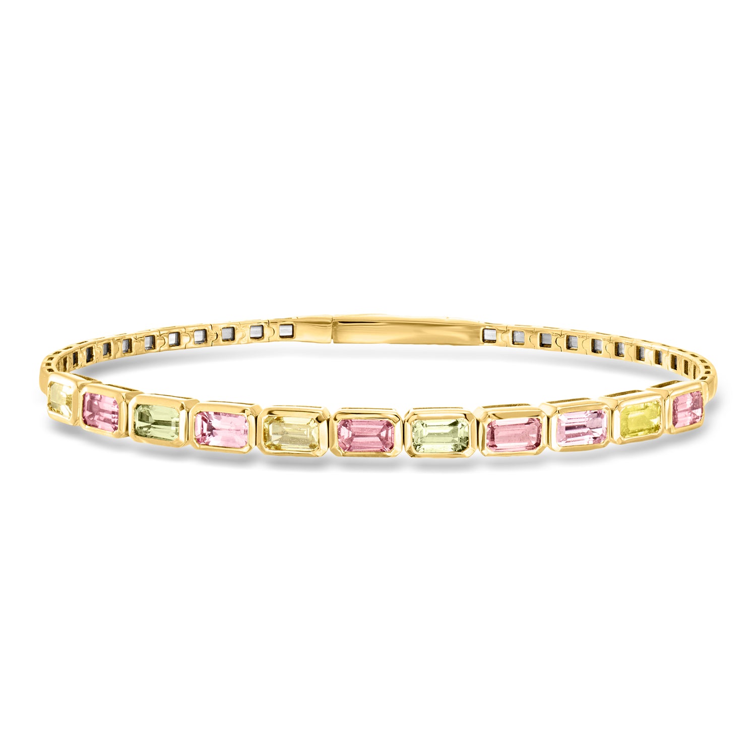 3.80 ct. t.w. Pink and Green Sapphire Bracelet in 14kt Yellow Gold