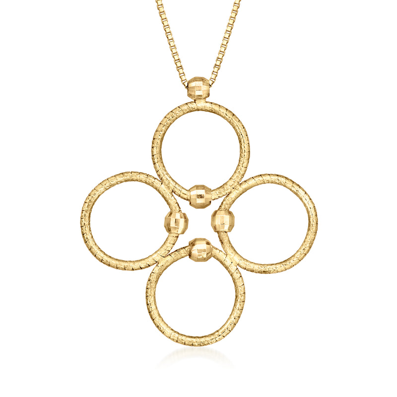Vintage 14k yellow gold necklace with four interlocking textured circles