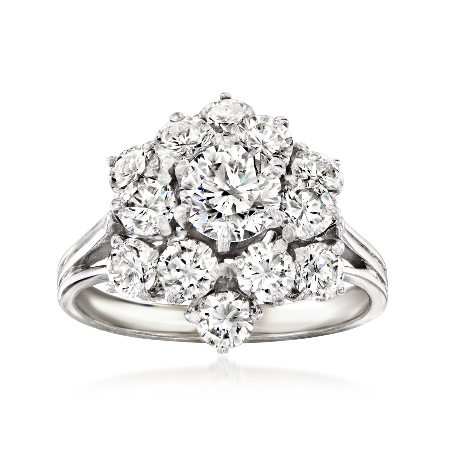 C. 1980 Vintage 2.70 ct. t.w. Diamond Cluster Ring in 14kt White Gold