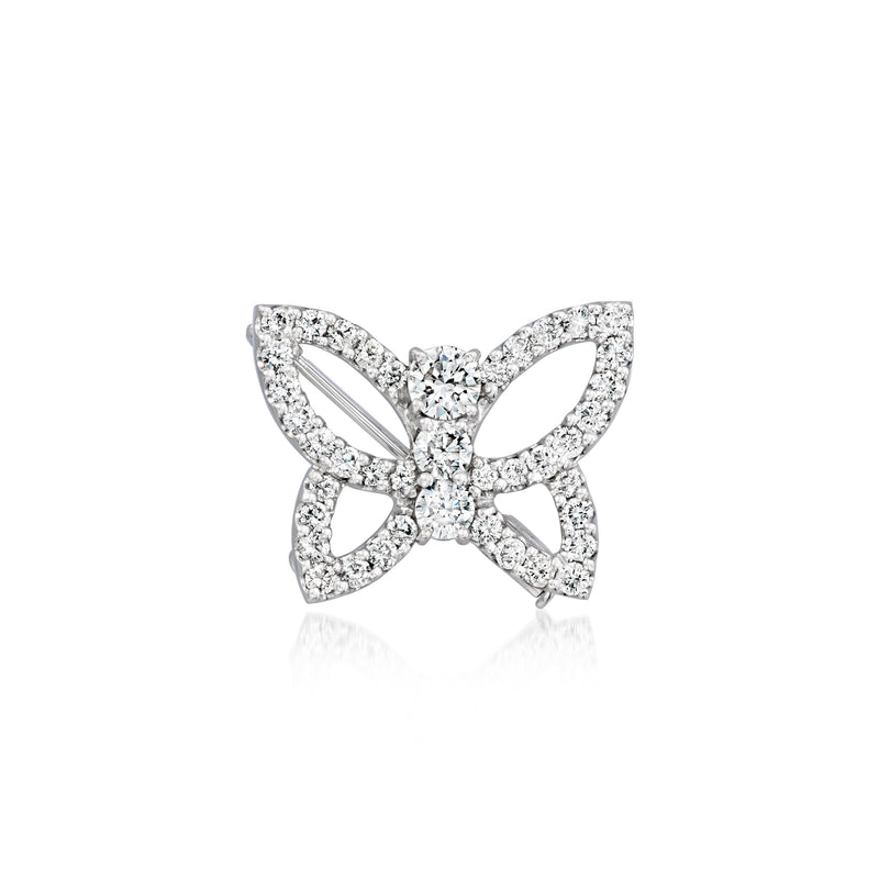 Vintage diamond butterfly pin pendant in platinum, openwork design