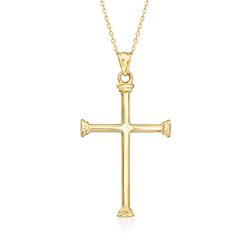 10kt yellow gold cross pendant necklace with matching chain